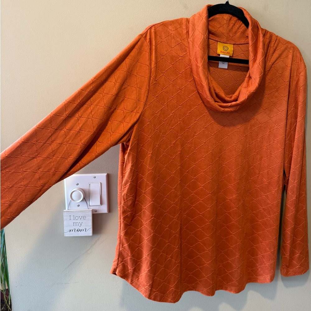 Ruby Rd. Rust Orange Cowl Neck Top - Picture 8 of 16